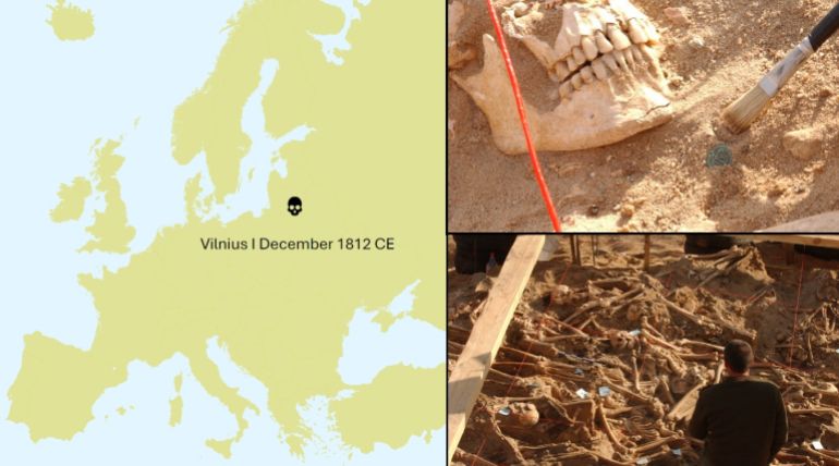 Sépulture collective contenant des vestiges de soldats napoléoniens à Vilnius