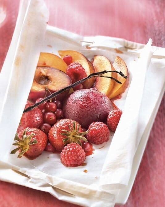 Papillote de fruits d’été à la vanille