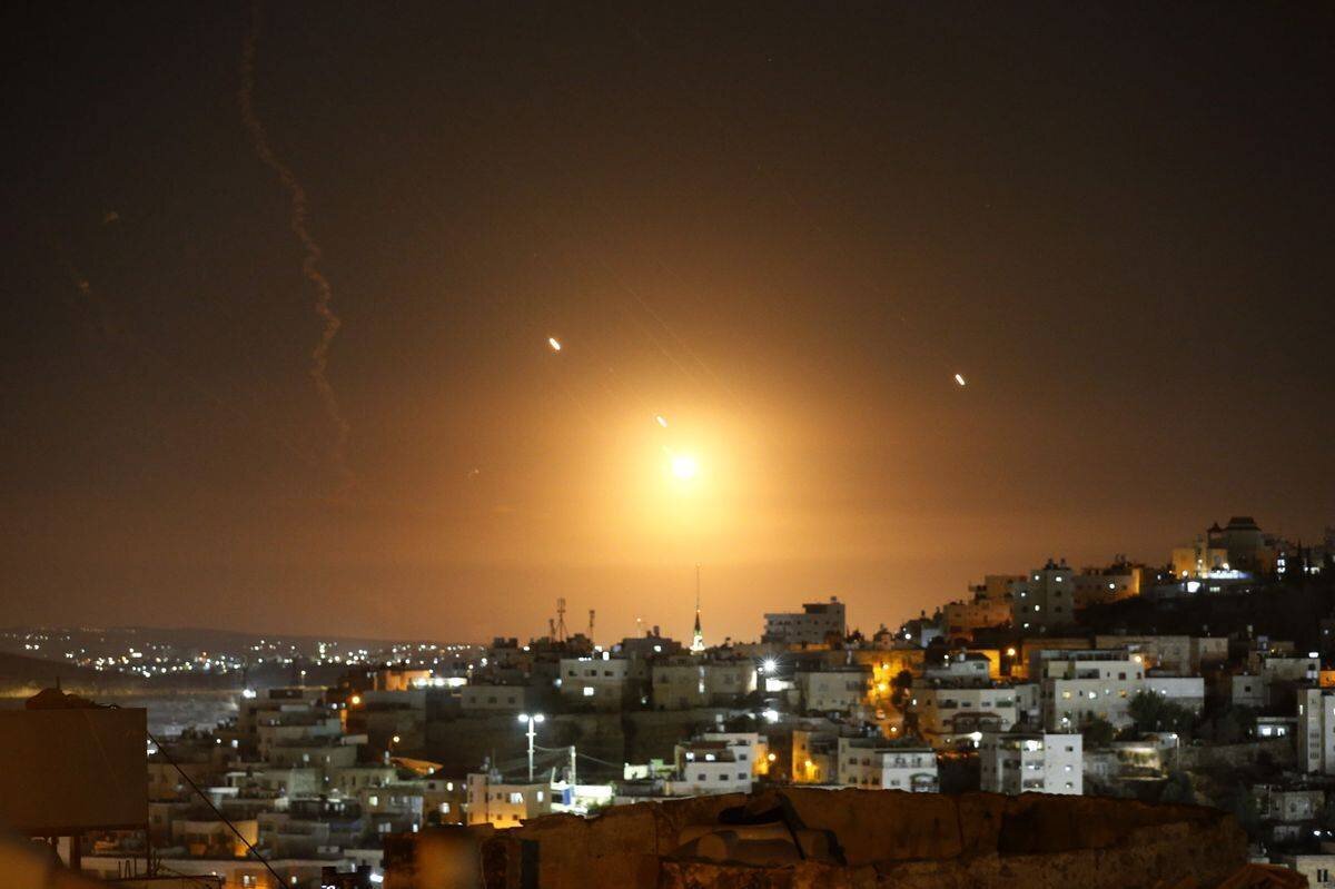 Rockets launched from Iran towards Jerusalem.
