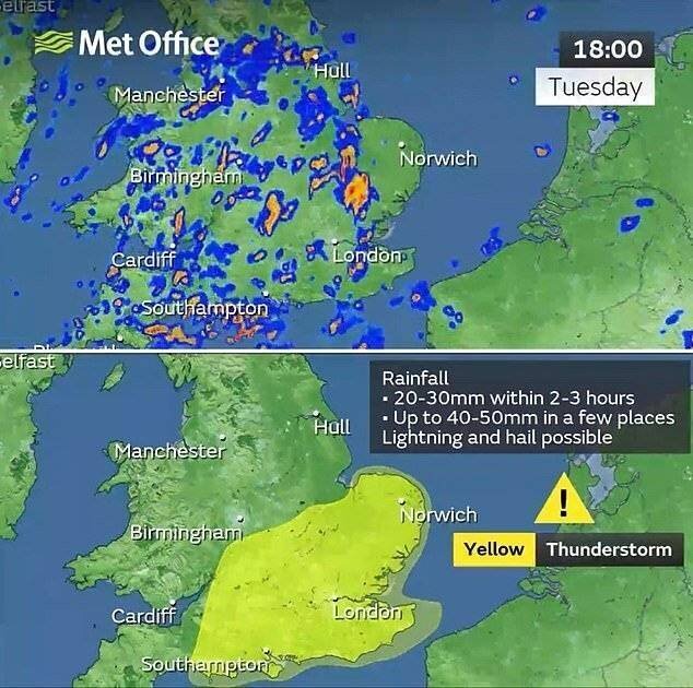 Alerte météo pour des averses fortes dans le sud de l'Angleterre