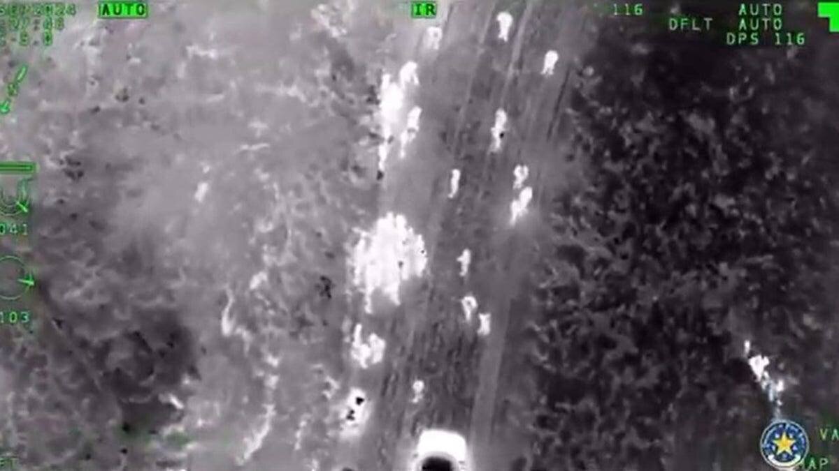 Vue aérienne de migrants au Texas