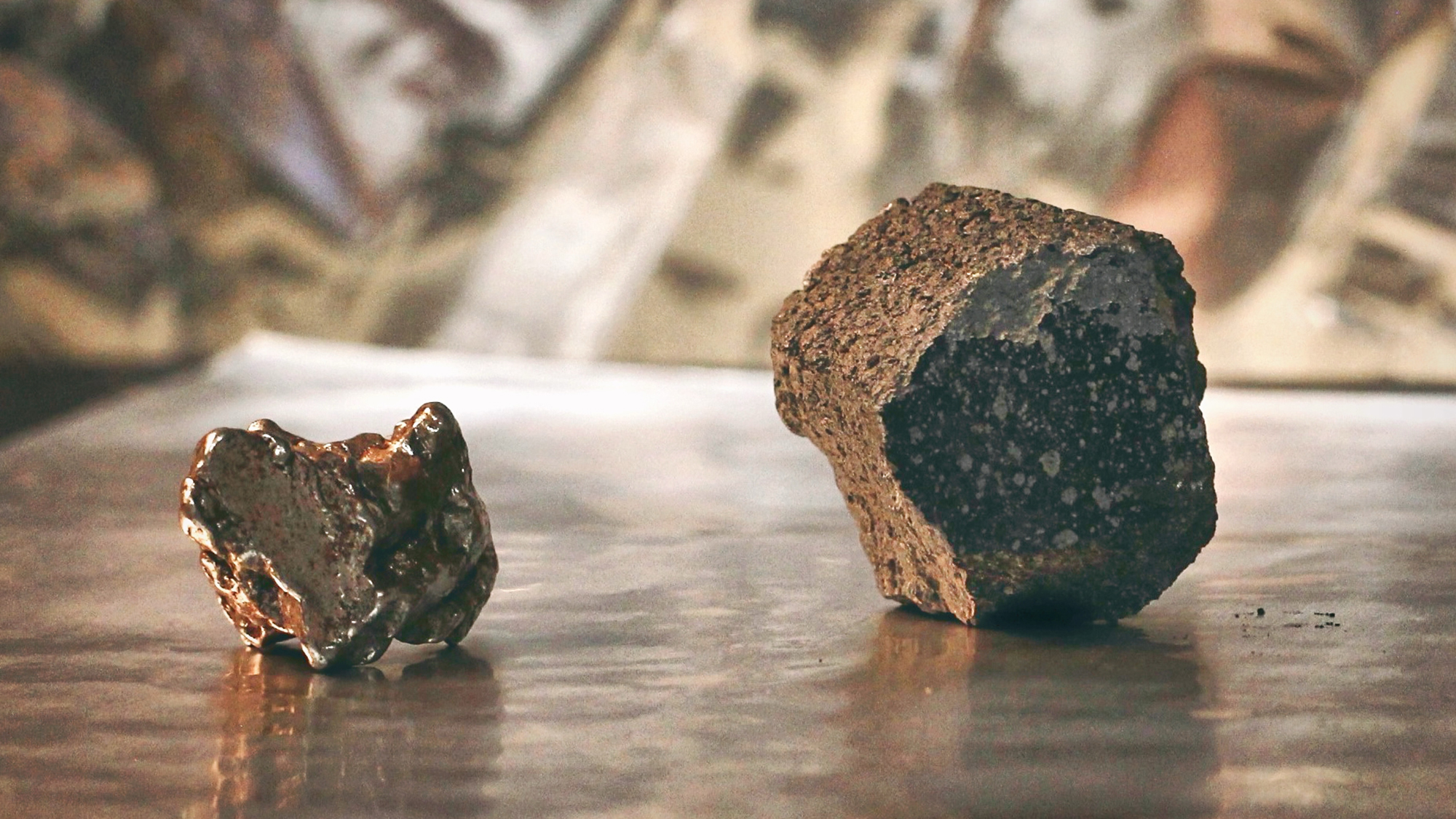 Météorite de fer et chondrite