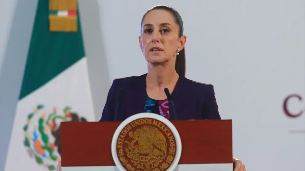 Claudia Sheinbaum Pardo, Présidente du Mexique lors d'une conférence de presse.