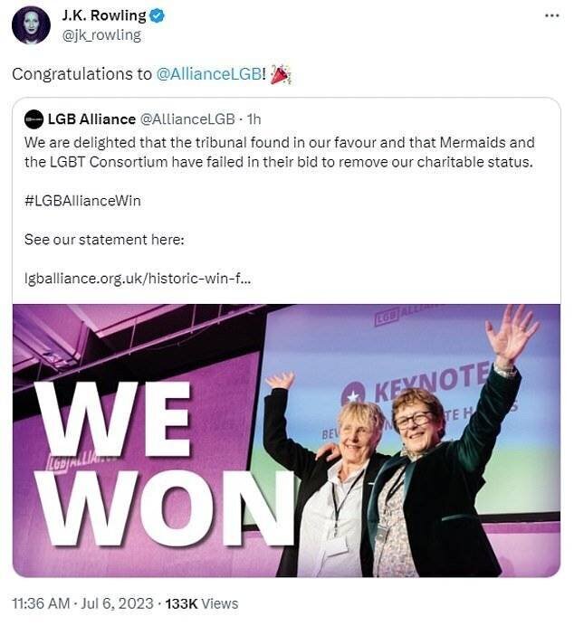 LGB Alliance célèbre sa victoire sur Mermaids en 2023