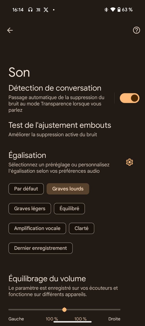 L'application Pixel Buds propose plusieurs options en termes d'égalisation pour convenir au plus grand nombre.