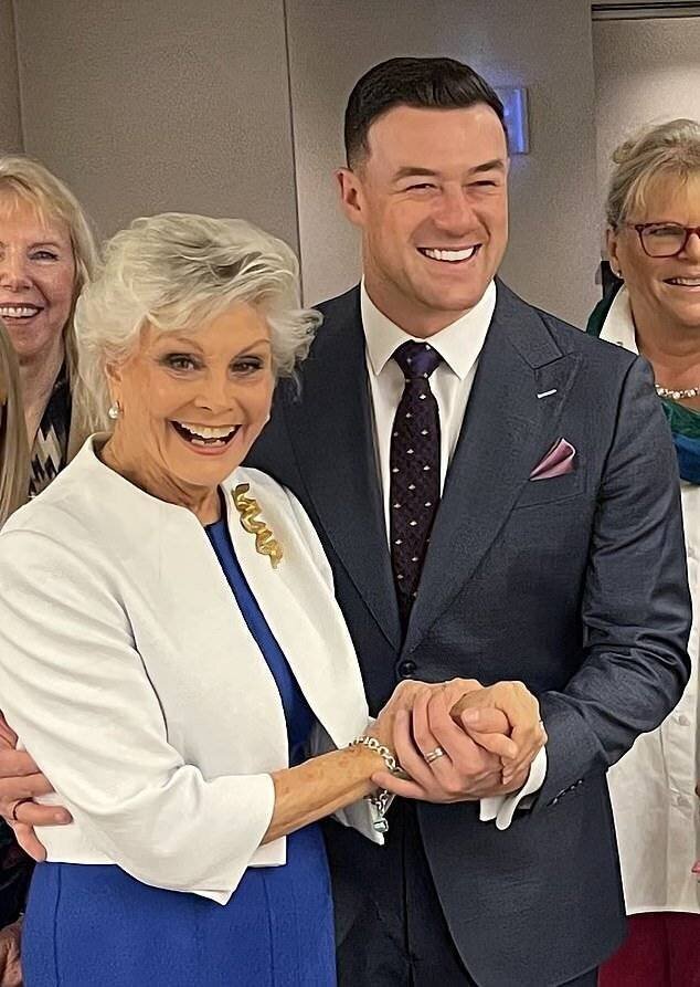 Angela Rippon's 80th Birthday Afternoon Tea at The Royal Garden Hotel, seen with Strictly partner Kai Widdrington