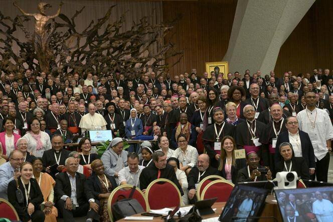 Lors de l’Assemblée générale du synode sur l’avenir de l’Eglise, au Vatican, le 26 octobre 2024.