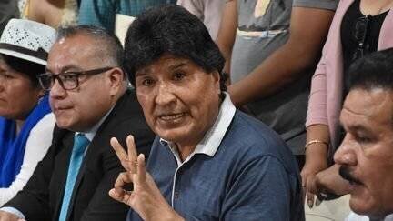 L'ancien président bolivien Evo Morales lors d'une conférence de presse à Cochabamba, le 4 octobre 2024.