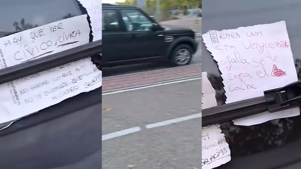 Notes laissées sur le pare-brise d'une voiture