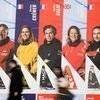 Les portraits des navigateurs et navigatrices de la 10e édition du Vendée Globe exposés au Sables-d'Olonne (Vendée)