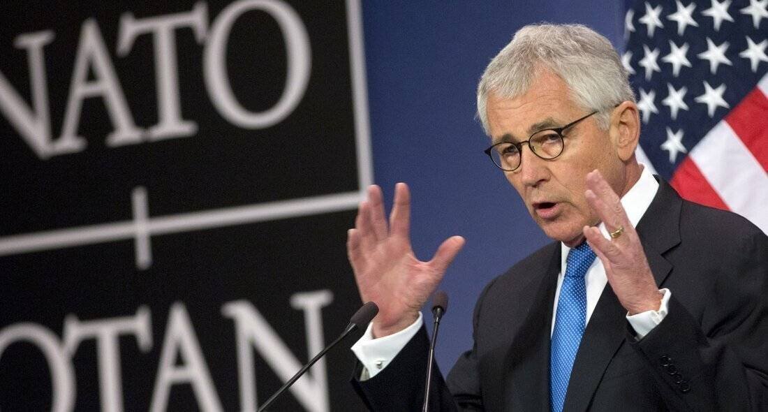 Chuck Hagel lors d'une conférence à l'OTAN à Bruxelles en 2015.