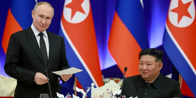 Vladimir Poutine et Kim Jong-un, en Corée du Nord, le 19 juin 2024.