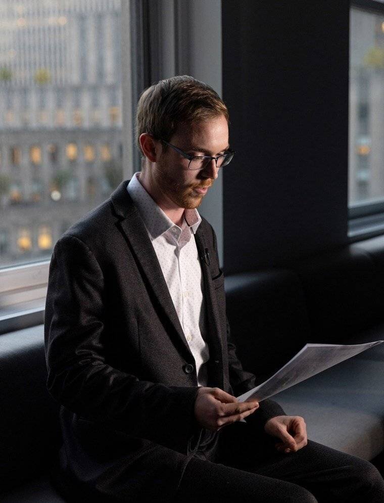 Tucker Coburn reads a letter he wrote to North Shore University Hospital, Northwell Health about the hiring of urologist Darius Paduch.