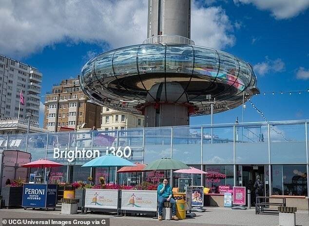 Vue depuis la capsule de l'i360, offrant une perspective unique sur Brighton.