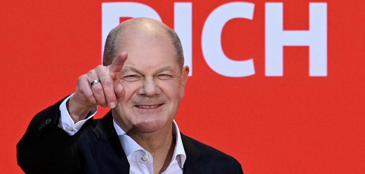 Chancelier allemand Olaf Scholz lors de sa première allocution de campagne
