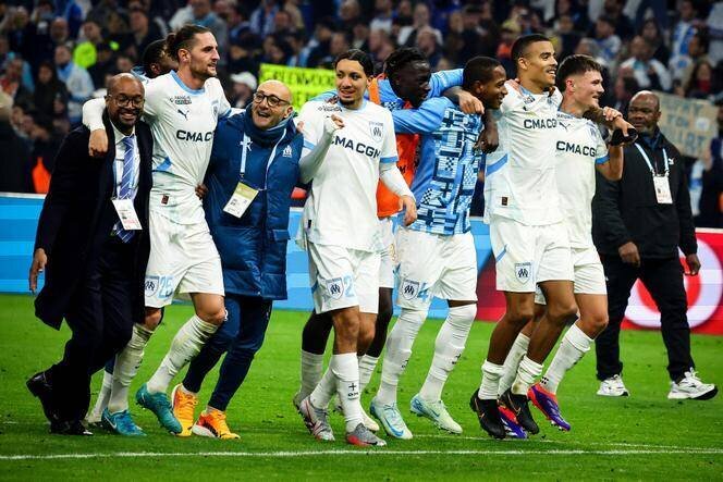 Les Marseillais célèbrent leur victoire face à Monaco, au Stade-Vélodrome, le 1ᵉʳ décembre 2024.