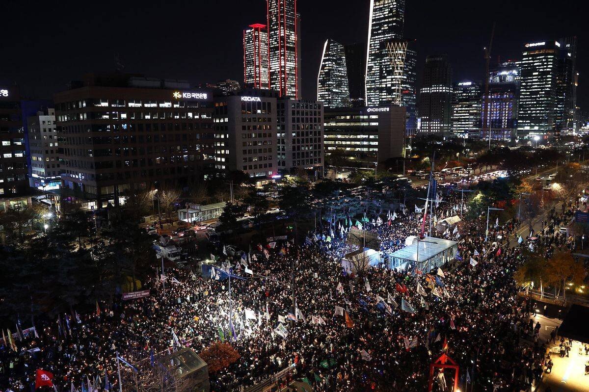 Manifestation contre Yoon Suk-yeol près de l'Assemblée nationale