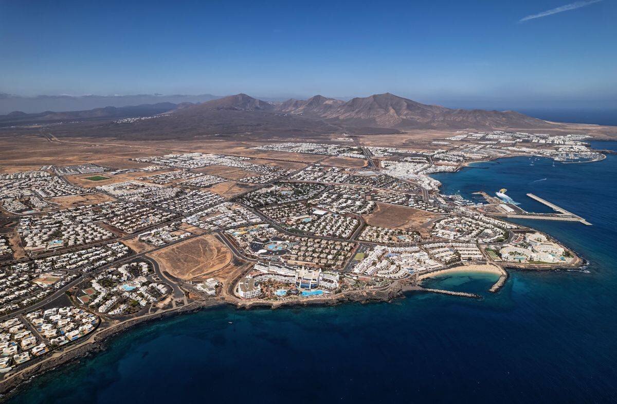 Vue aérienne de Playa Blanca