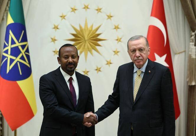 Le président turc, Recep Tayyip Erdogan (à droite), et le premier ministre éthiopien, Abiy Ahmed, au palais présidentiel d’Ankara, le 11 décembre 2024.