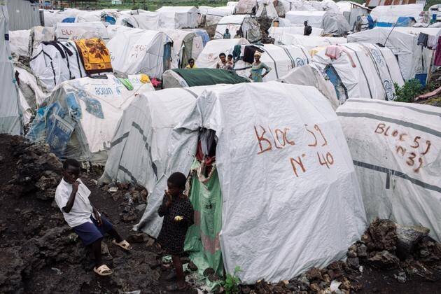 Le camp de déplacés de Lwashi, à Goma, au Nord-Kivu, le 26 novembre 2024.