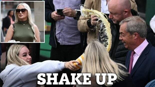 Victoria Thomas-Bowen lance un milkshake sur Nigel Farage