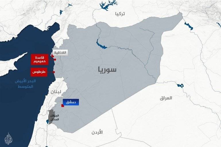 Map des bases russes en Syrie: Base Hmeimim et Tartous