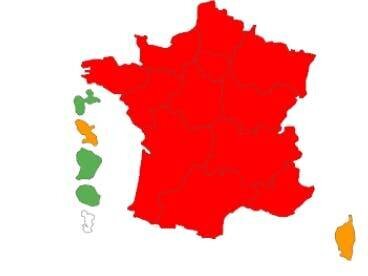 Carte de France sur l'avancée de l'épidémie de la grippe