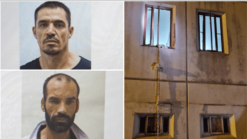 Les deux prisonniers évadés et l'extérieur de leurs cellules après la fuite.