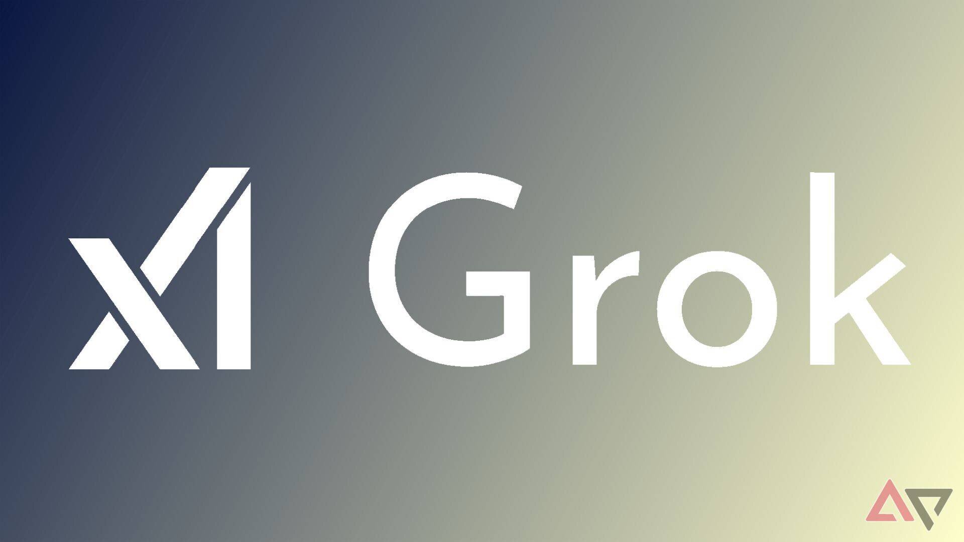 Logo de Grok sur un dégradé bleu et jaune