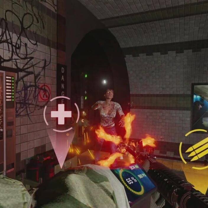 Scène de jeu VR immersive.