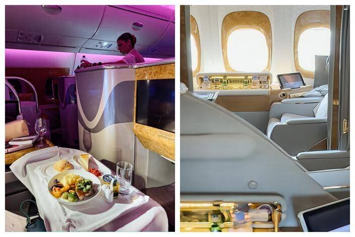 Repas en classe affaires