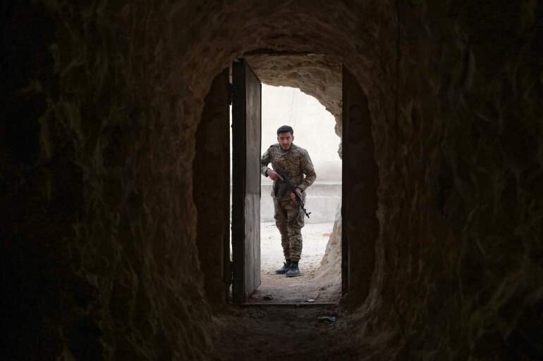 Entraînement militaire sous le palais de Damas