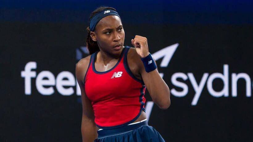 Coco Gauff réagit à un coup à Sydney