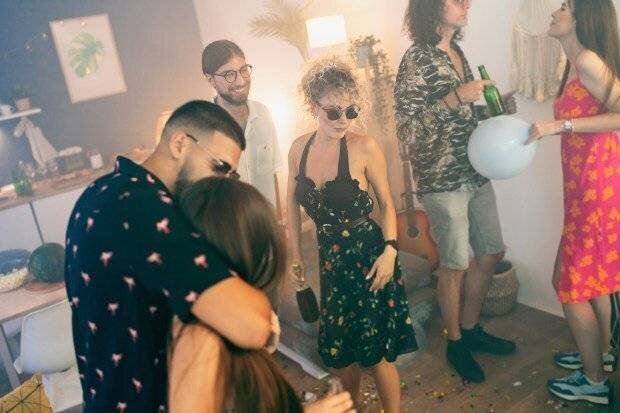 A group of friends at a house party.