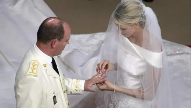 Les princes Alberto II et Charlène de Monaco lors de la cérémonie