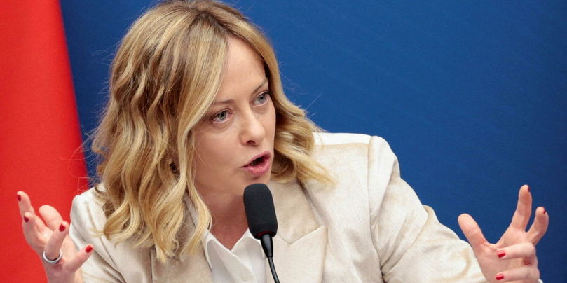 Giorgia Meloni, présidente du Conseil italien, lors de sa conférence de presse à Rome, le 9 janvier 2025.