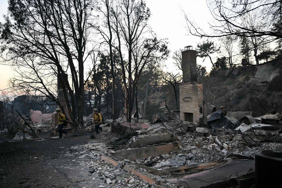 At least 10,000 homes have been destroyed, as shown here in Altadena where the Eaton fire rages. (January 10, 2025)