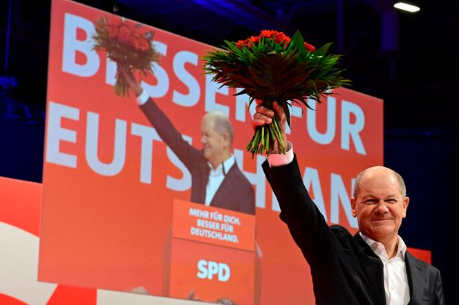 Le chancelier allemand, Olaf Scholz, lors du congrès de sa formation, le Parti social-démocrate, à Berlin, le 11 janvier 2025.