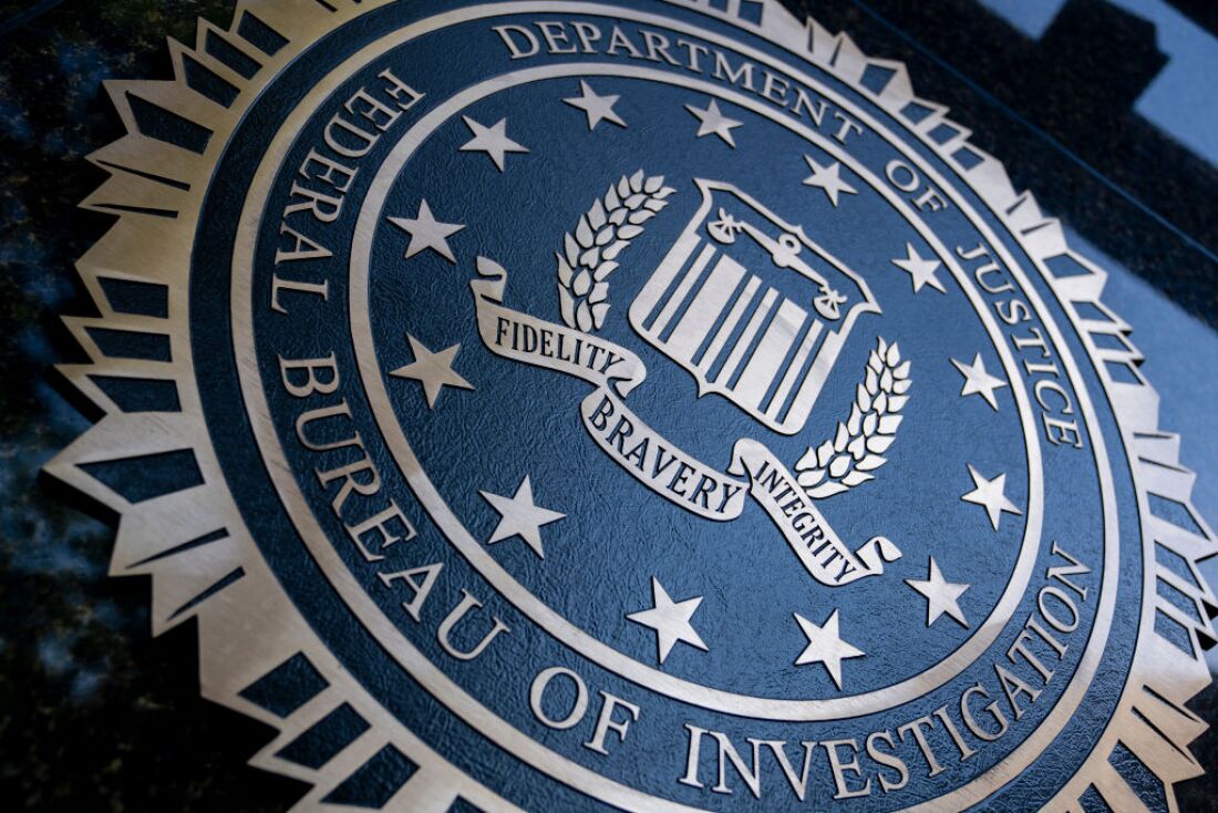 Seal of the FBI on the building