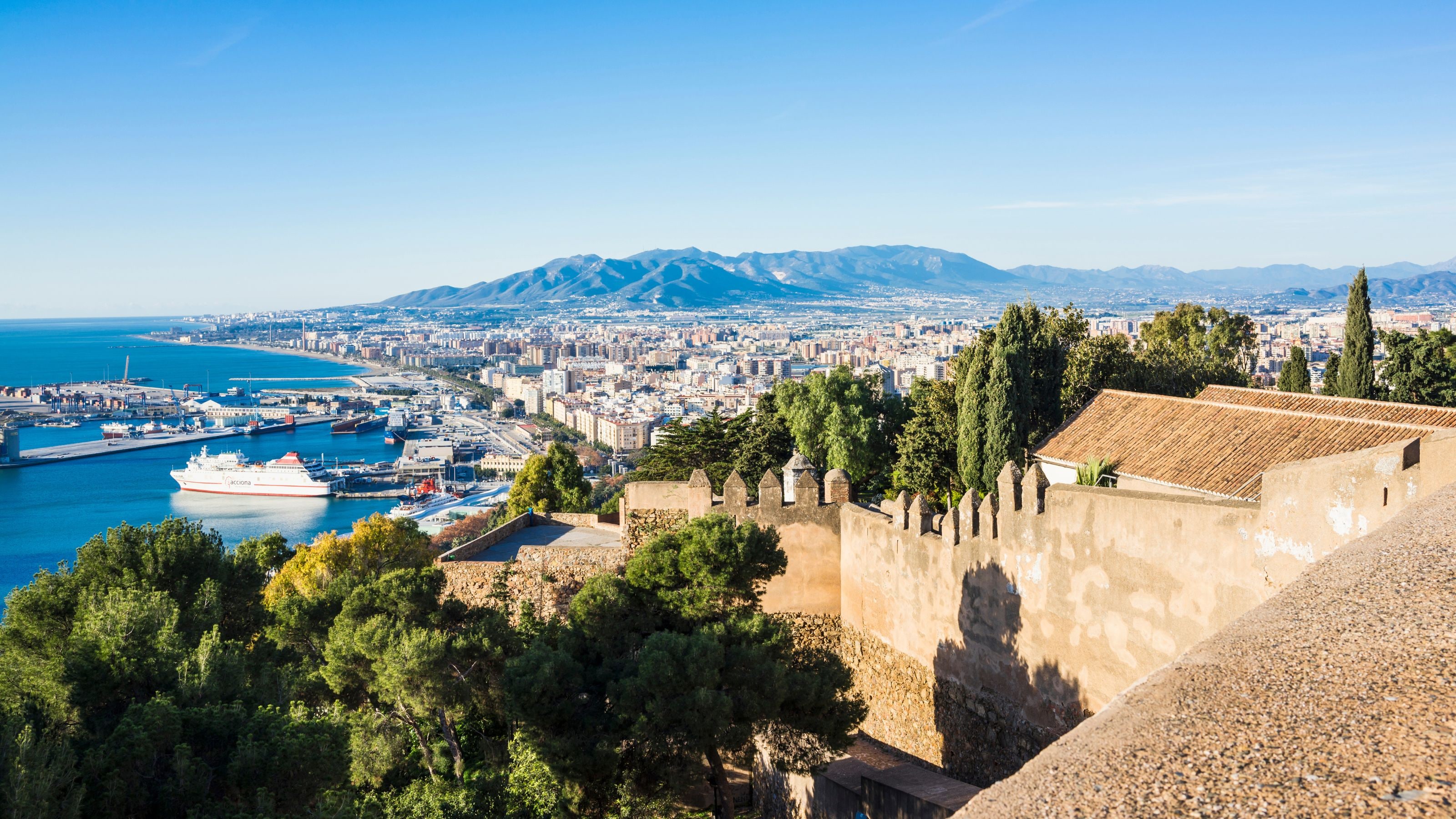 Malaga Port and Castle, Costa del Sol, Spain - Stock-Fotografie