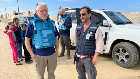 David Anderson en veste pare-balles à Gaza