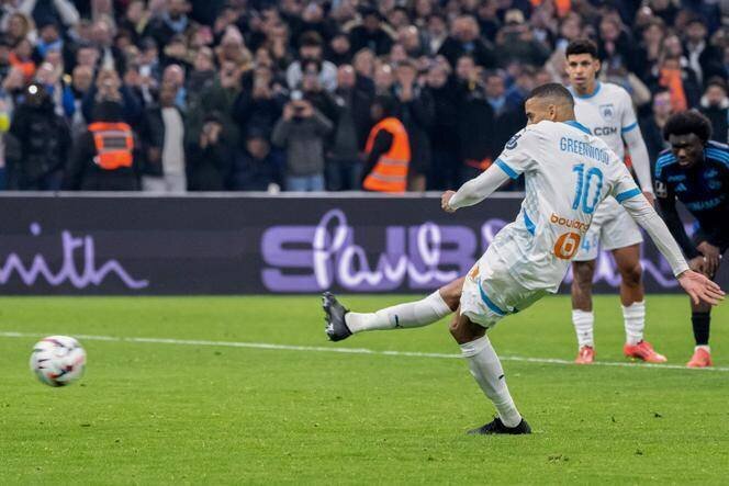 Mason Greenwood a égalisé pour Marseille sur un penalty face à Strasbourg, au Stade-Vélodrome, à Marseille, le 19 janvier 2025.