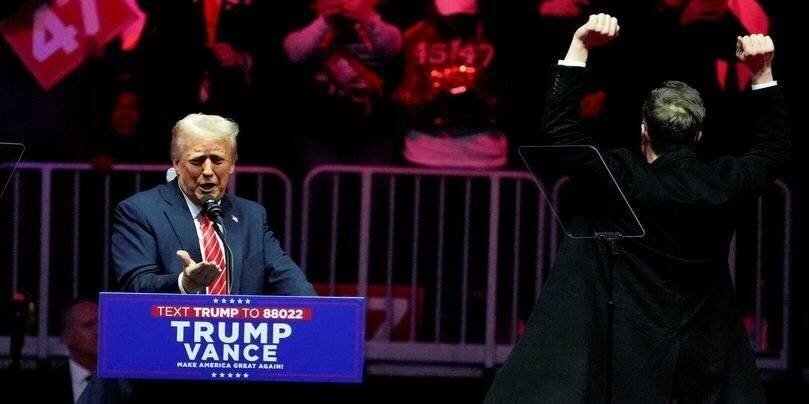 Le président élu Donald Trump lors d'un meeting à Washington, le 19 janvier 2025.