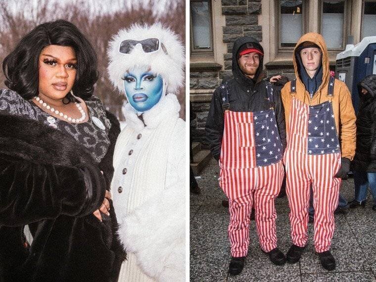 Deux artistes drag lors de la manifestation