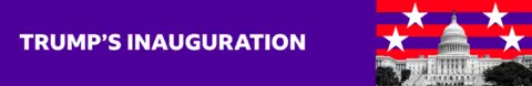 Inauguration de Trump avec des rayures rouges et violettes et des étoiles blanches