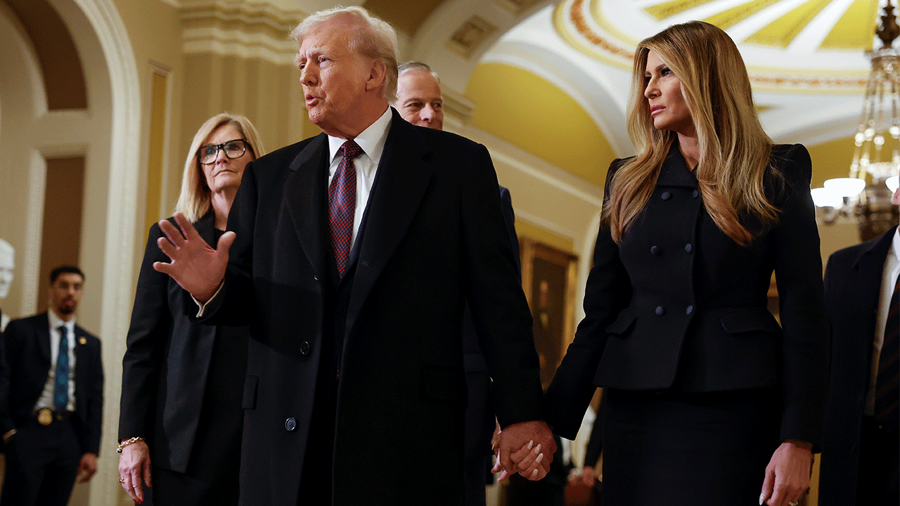 President-elect Trump and Melania Trump arrive at the U.S. Capitol, Jan. 8, 2025, in Washington, D.C.