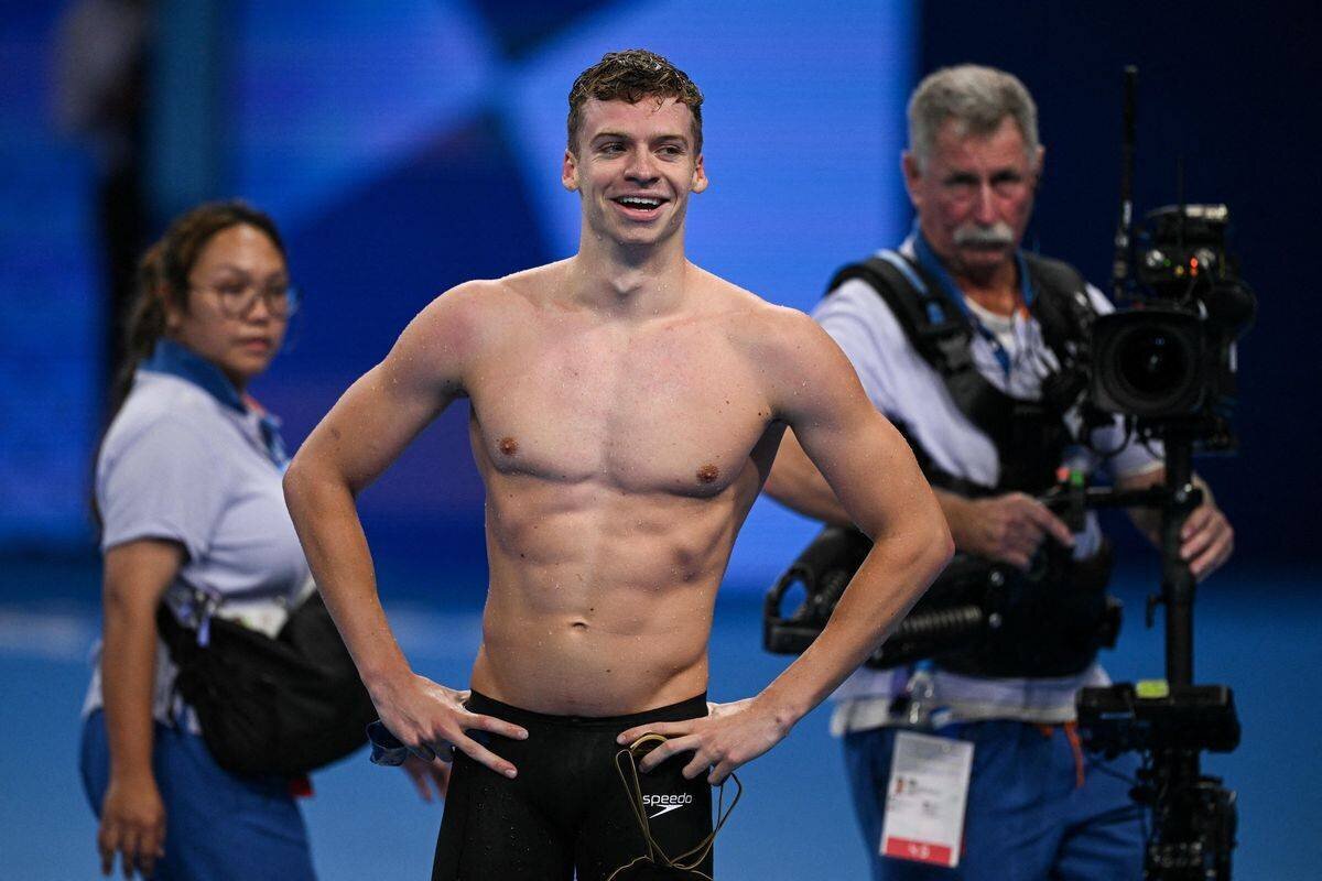 Leon Marchand, médaillé d’or lors des Jeux olympiques de Paris 2024