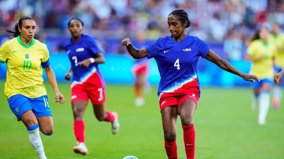Naomi Girma pendant les Jeux Olympiques de Paris 2024