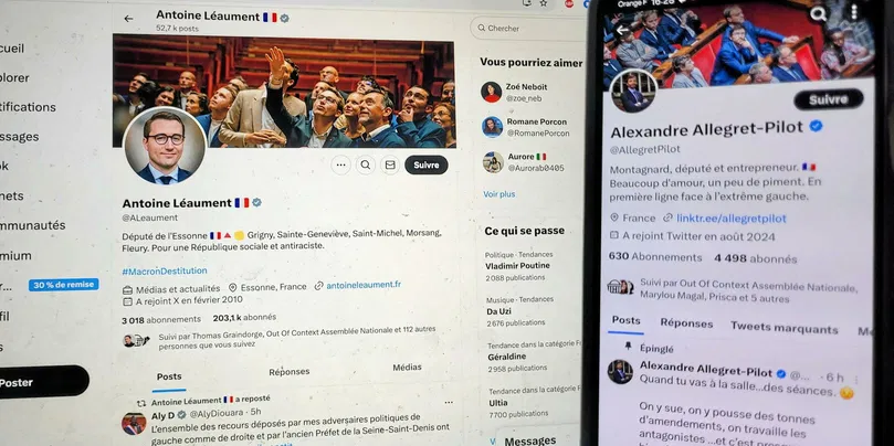 Alexandre Allegret-Pilot (UDR) et Antoine Léaument (LFI) sont les deux plus gros utilisateurs de X parmi les 577 députés français.
