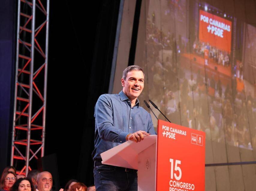 Pedro Sánchez este domingo en el Congreso regional del PSOE de Canarias.
